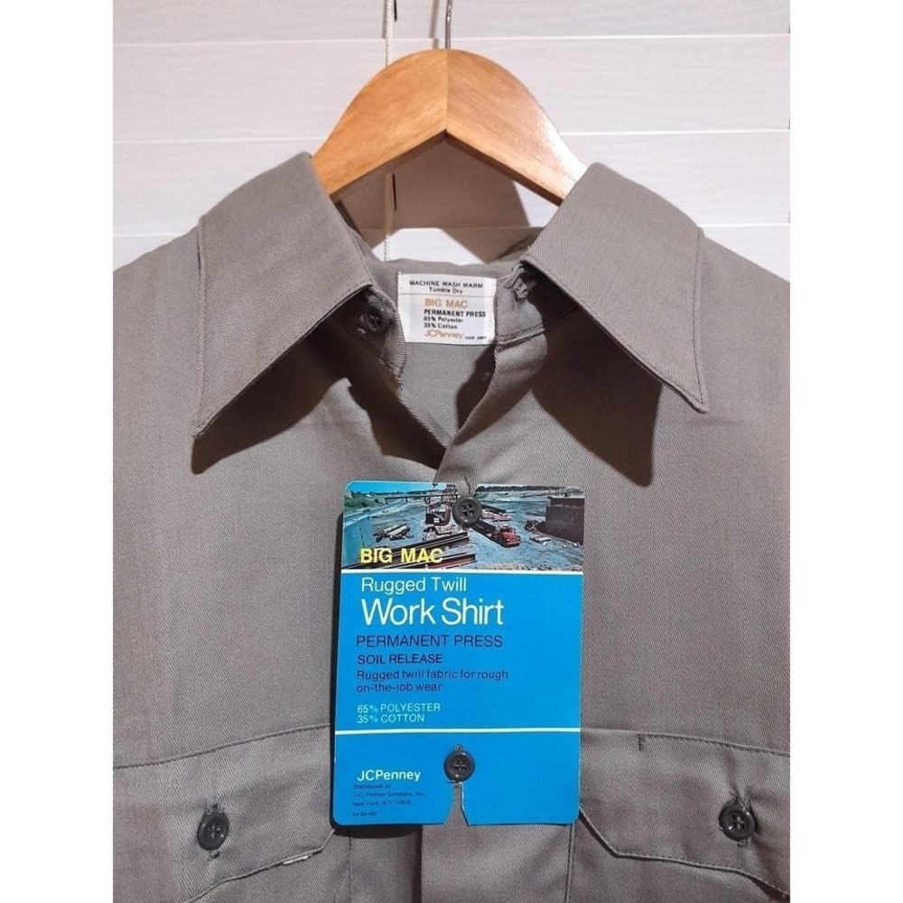 vintage Big Mac long sleeve 2 pocket cotton work shirt gray large 2 pockets
